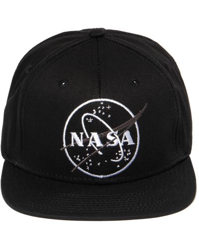 NASA Circle Logo Flat Bill Baseball Adjustable Cap - Black