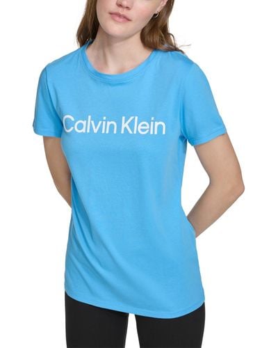 Calvin Klein Logo Graphic Short-sleeve Top - Blue