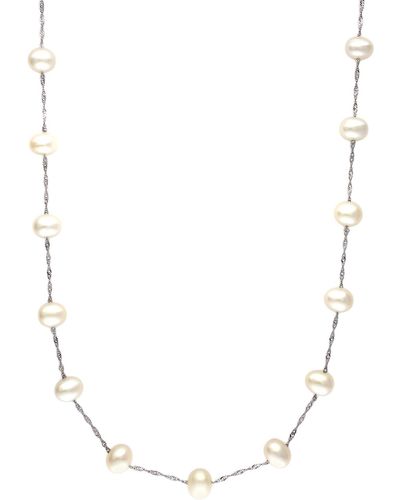 Effy Effy Cultured Freshwater Pearl Station Necklace In 14k Gold (5-1/2mm) - White