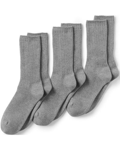 Lands' End School Uniform Crew Socks 3 Pack - Gray