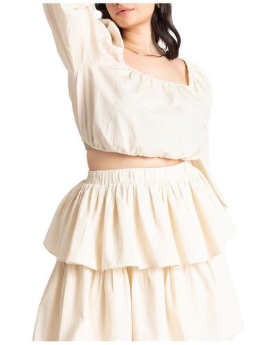 Eloquii Plus Size Shirred Body Puff Sleeve Top - Natural