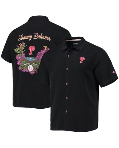 Tommy Bahama Philadelphia Phillies Baseball Bay Button-up Shirt - Black