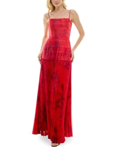 Taylor Floral-print Pleated Gown - Red