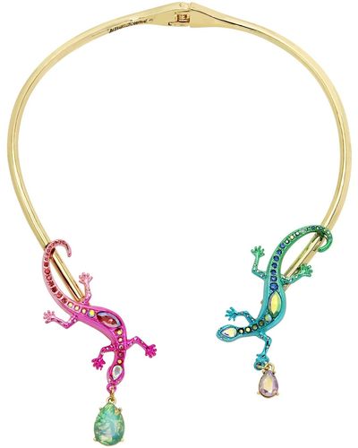 Betsey Johnson Faux Stone Lizard Collar Necklace - Multicolor