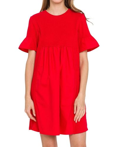 English Factory Solid Mini Dress - Red