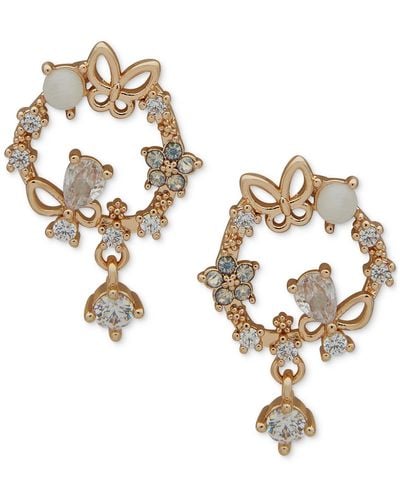 Lonna & Lilly Gold-tone Crystal & Stone Butterfly Drop Earrings - Metallic