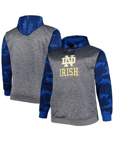 Profile Notre Dame Fighting Irish Camo Big And Tall Pullover Hoodie - Blue