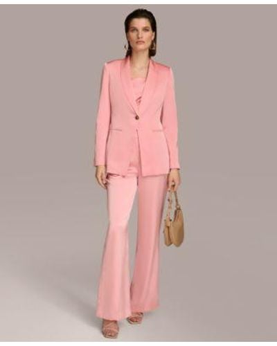 Donna Karan Satin One Button Jacket Pant - Pink
