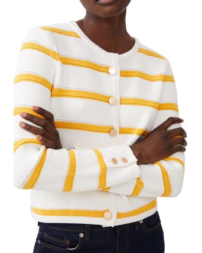 French Connection Marloe Striped Button Front Cardigan - Yellow