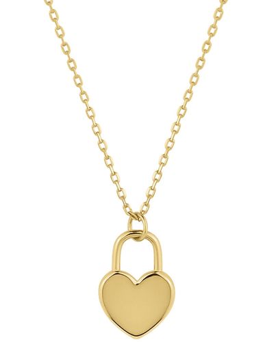 Giani Bernini Polished Heart Padlock Pendant Necklace - Metallic