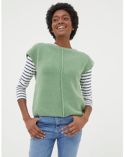 FatFace Eden Knitted Crew Sweater - Green