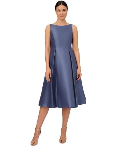 Adrianna Papell Boat-neck A-line Dress - Blue