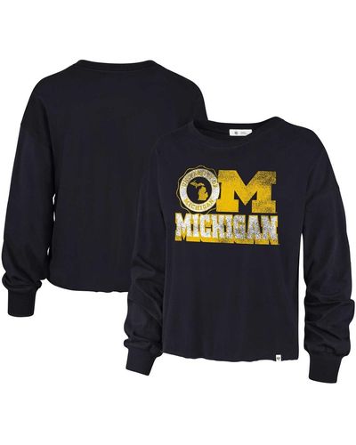 '47 Distressed Michigan Wolverines Bottom Line Parkway Long Sleeve T-shirt - Blue