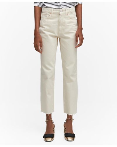 Mango Straight-fit Cropped Jeans - Natural