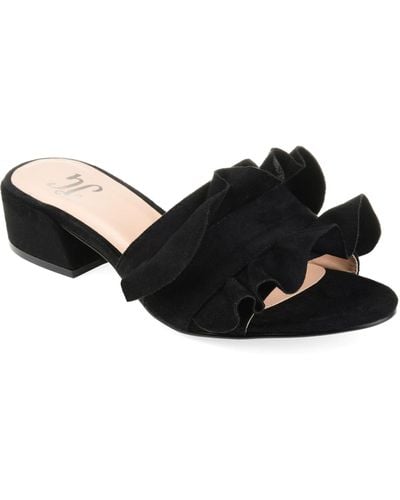 Journee Collection Sabica Ruffle Slip On Dress Sandals - Black