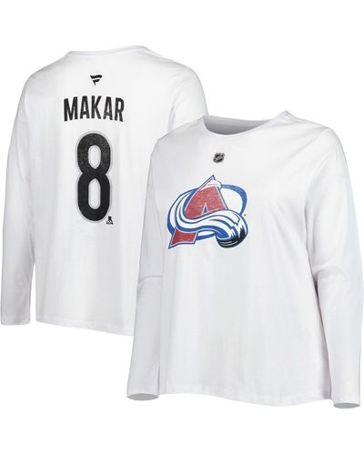 Profile Cale Makar Colorado Avalanche Plus Size Name And Number Long Sleeve T-shirt - White