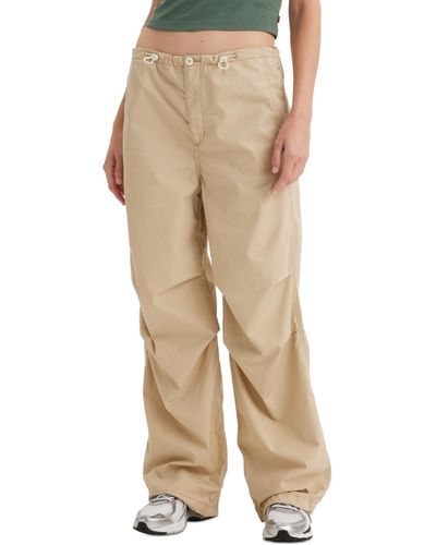 Levi's Solid Drawstring-waist Cotton Parachute Pants - Natural