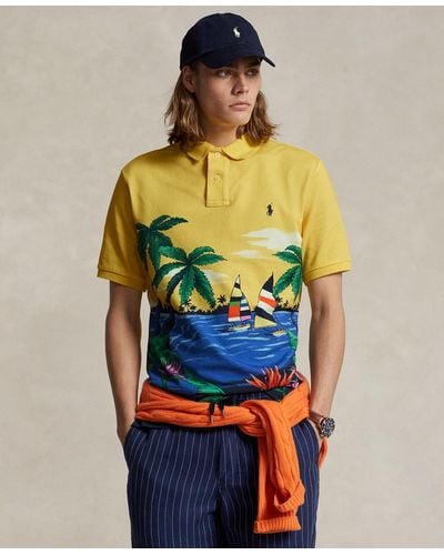 Polo Ralph Lauren Classic-fit Tropical Mesh Polo Shirt - Blue