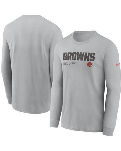 Nike Cleveland Browns Infograph Lock Up Performance Long Sleeve T-shirt - Metallic
