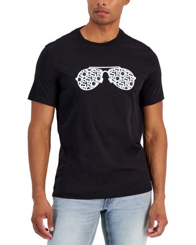 Michael Kors Basketweave Aviator Glasses Graphic T-shirt - Black