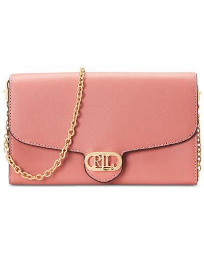 Lauren by Ralph Lauren Leather Medium Adair Wallet Crossbody - Pink