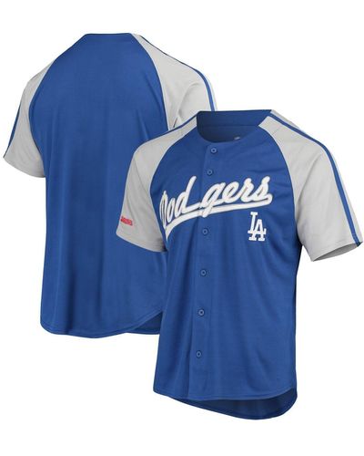 Stitches Royal Los Angeles Dodgers Button-down Raglan Replica Jersey - Blue