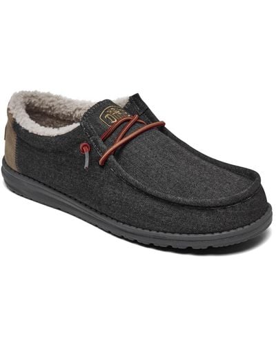 Hey Dude Wally Black Shell Casual Slip-on Moccasin Sneakers From Finish Line