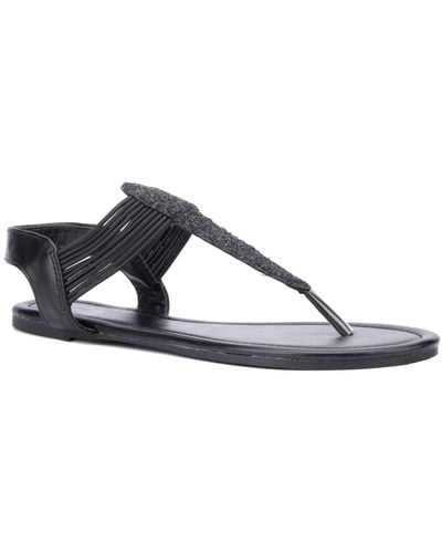 New York & Company Freya T-strap Gladiator Ankle Strap Sandals - Black