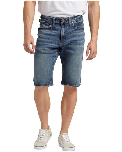 Silver Jeans Co. Gordie Relaxed Fit 13" Denim Shorts - Blue