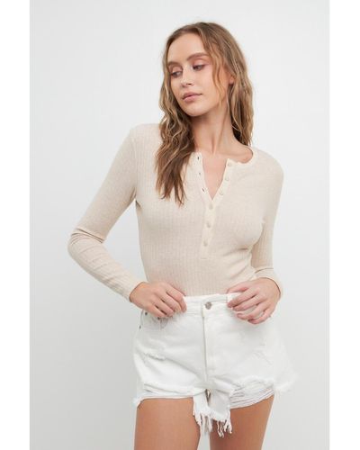 Free the Roses Ribbed Knit Bodysuit - White