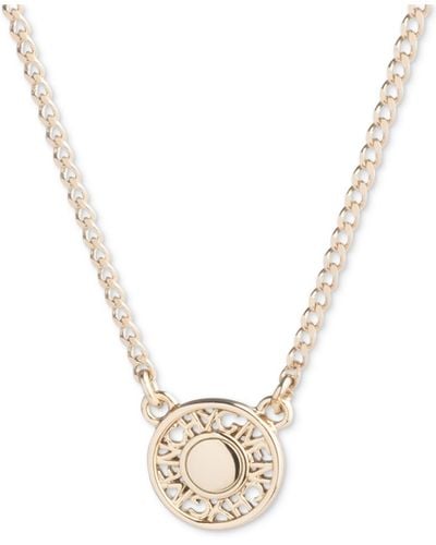 Givenchy Logo Embossed Coin Pendant Necklace - Metallic