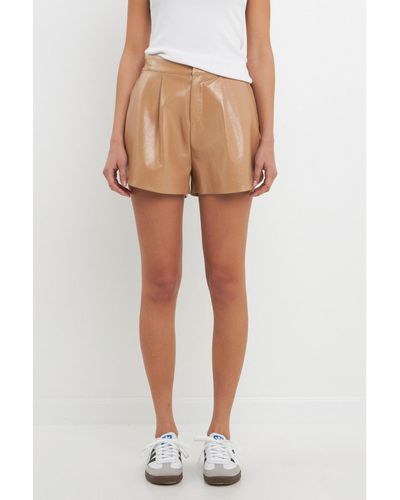 Grey Lab High-waisted Faux Leather Shorts - White