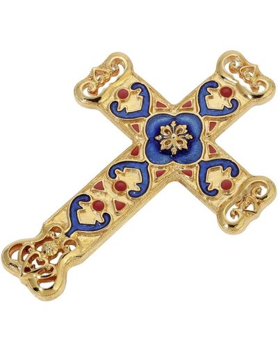 2028 Symbols Of Faith Enamel Cross Brooch - Metallic