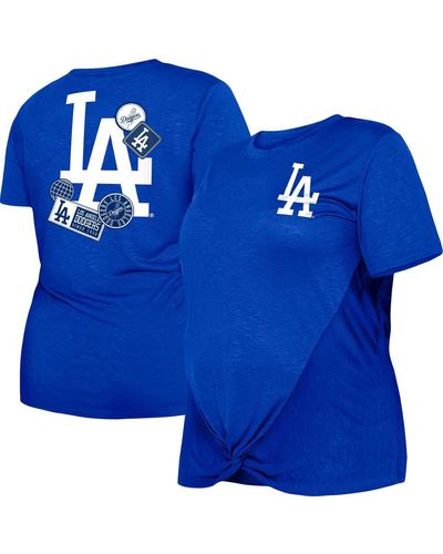 KTZ Los Angeles Dodgers Plus Size Two-hit Front Knot T-shirt - Blue