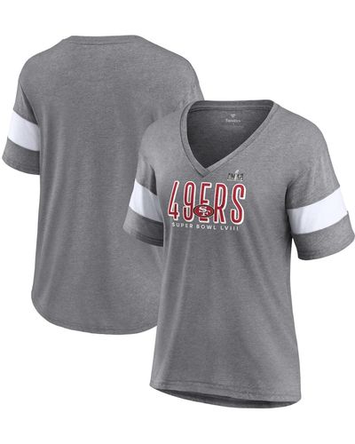 Fanatics San Francisco 49ers Super Bowl Lviii Cheer Section Tri-blend V-neck Fashion T-shirt - Gray