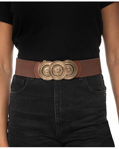 INC International Concepts Round-buckle Stretch Belt - Brown