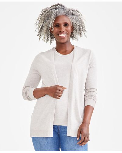 Style & Co. Open Front Cardigan Sweater - White