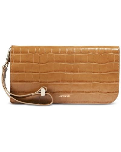 Jason Wu Brown Leather flat wallet/bag insert with zipper and hook