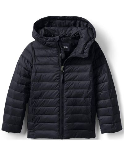 Lands' End Boys Thermoplume Packable Hooded Jacket - Black