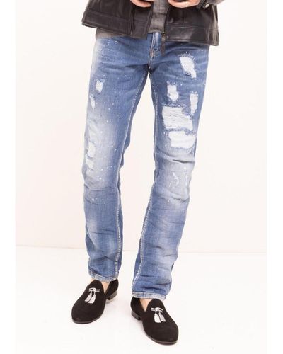 Ron Tomson Modern Sanded Denim Jeans - Blue