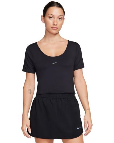 Nike One Classic Dri-fit Short-sleeve Cropped Twist-back Top - Black