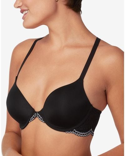 Maidenform One Fab Fit Lace T-back Shaping Underwire Front Close Bra 7112 - Black