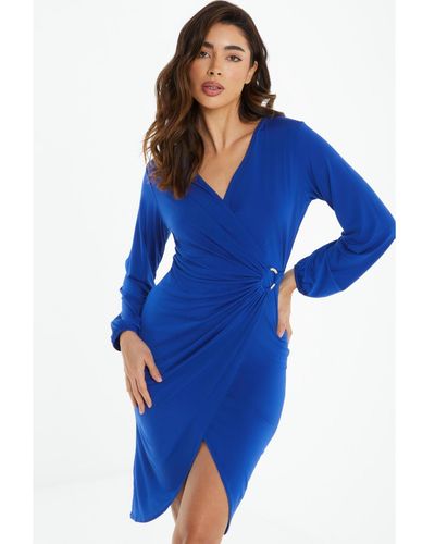 Quiz Buckle Detail Dress - Blue