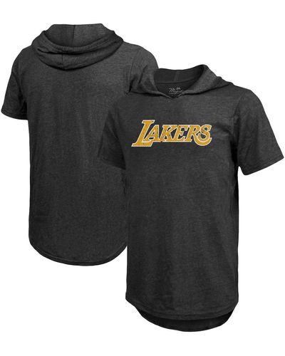 Majestic Threads Los Angeles Lakers Wordmark Tri-blend Hoodie T-shirt - Black