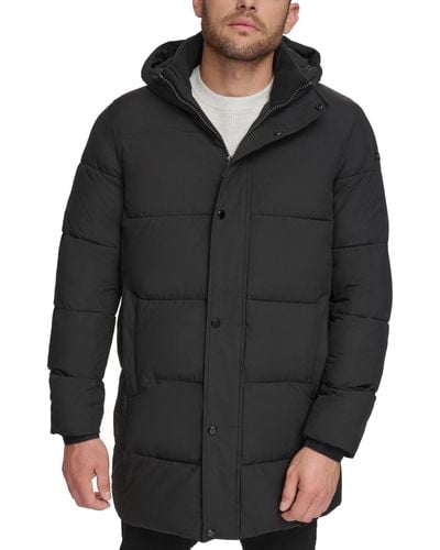 Calvin Klein Long Stretch Quilted Puffer Jacket - Black