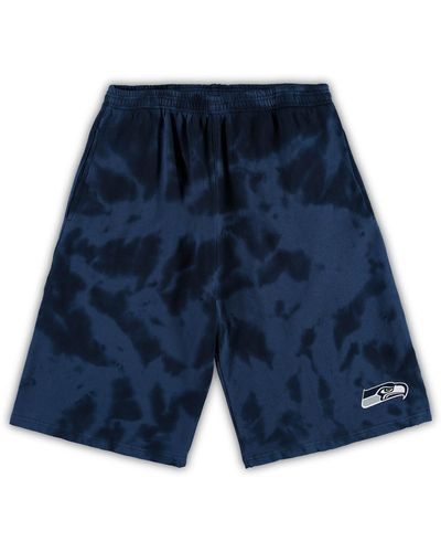Profile College Seattle Seahawks Big And Tall Tie-dye Shorts - Blue