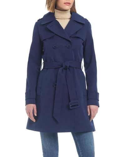 Kate Spade Pleated Back Water-resistant Trench Coat - Blue