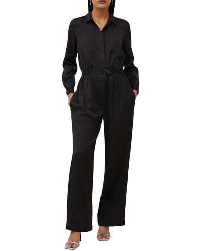 French Connection Enid Long-sleeve Crepe Jumpsuit - Black