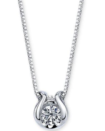 Sirena 14k Gold Necklace, Bezel-set Diamond Accent Pendant - Metallic