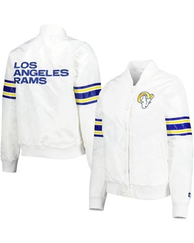 Starter Los Angeles Rams Line Up Satin Full-snap Varsity Jacket - Blue
